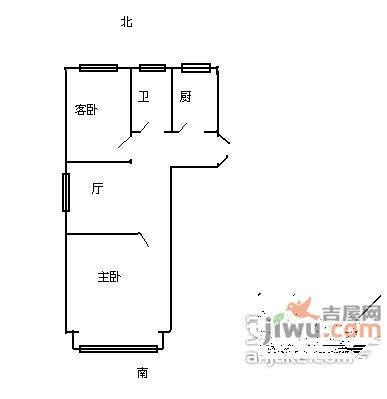 宝钢八村2室1厅1卫61㎡户型图