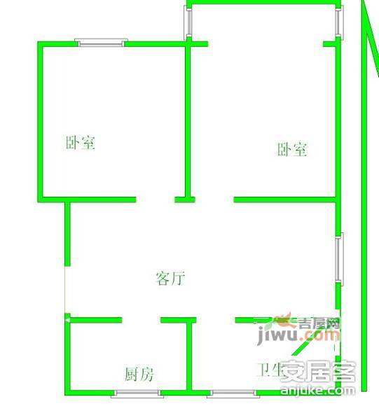 宝钢八村2室1厅1卫61㎡户型图