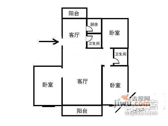 新叶公寓3室2厅2卫179㎡户型图