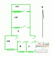 密山二村2室1厅1卫57㎡户型图