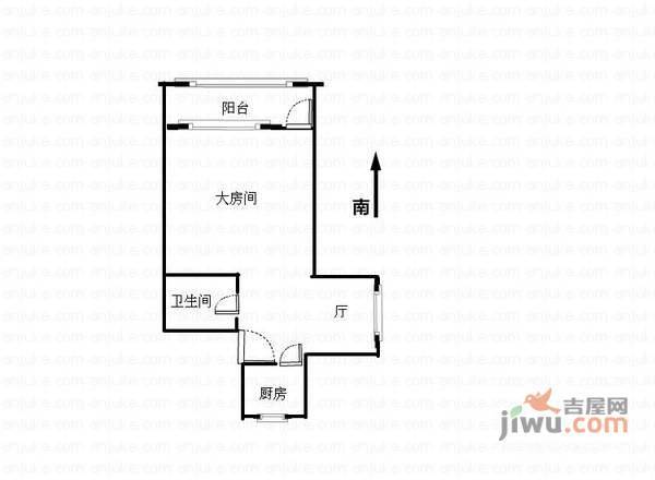 临江四村1室1厅1卫46㎡户型图