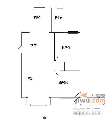 宝山六村2室2厅1卫100㎡户型图