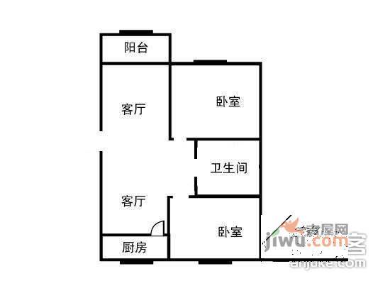 宝山六村2室2厅1卫100㎡户型图