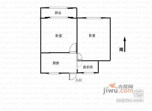 宝钢七村2室0厅1卫49㎡户型图