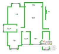 白玉兰花园2室2厅2卫117㎡户型图