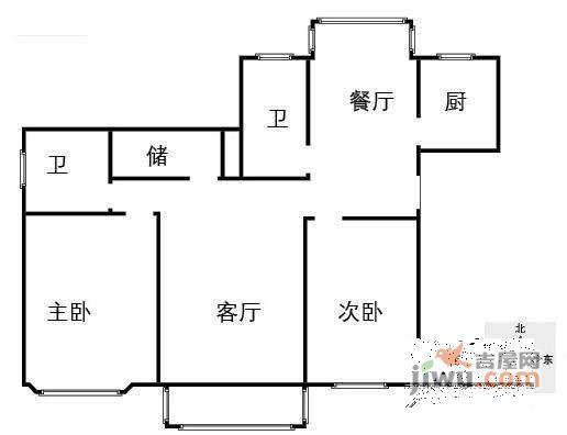 宝山三村2室2厅2卫106㎡户型图