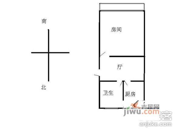 通河六村1室1厅1卫38㎡户型图