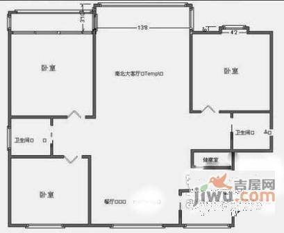 富隆苑3室2厅2卫136㎡户型图