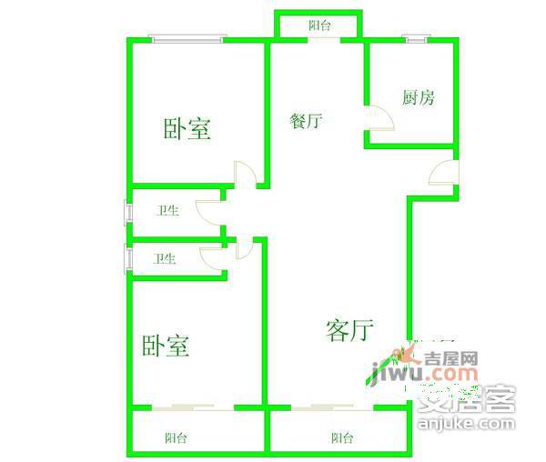 富隆苑2室1厅1卫102㎡户型图