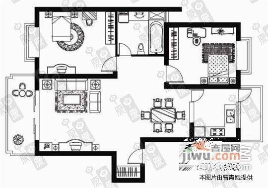 康桥水都2室2厅1卫98㎡户型图