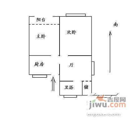 马泾桥一村2室1厅1卫64㎡户型图