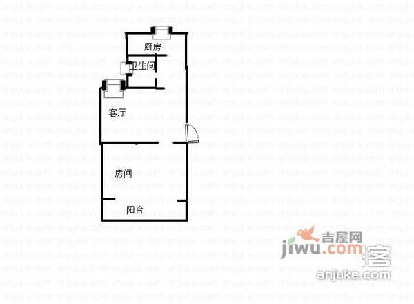 马泾桥三村1室1厅1卫55㎡户型图