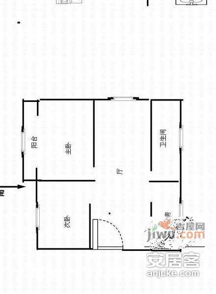 马泾桥三村2室0厅1卫58㎡户型图