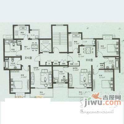 新月时代家园2室1厅1卫98㎡户型图