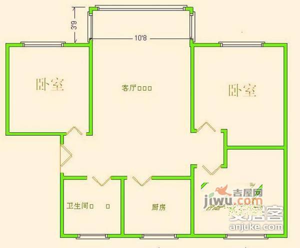 新月翡翠园3室2厅1卫124㎡户型图