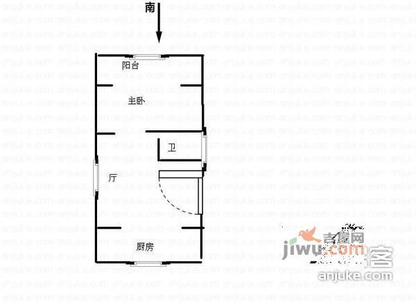 月浦七村1室1厅1卫44㎡户型图