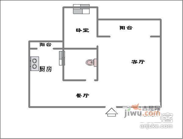 庆安苑2室1厅1卫77㎡户型图