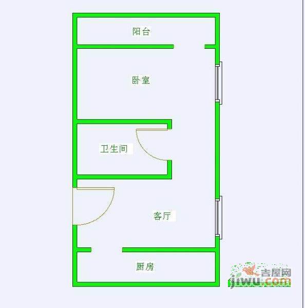 乐业一村1室1厅1卫45㎡户型图