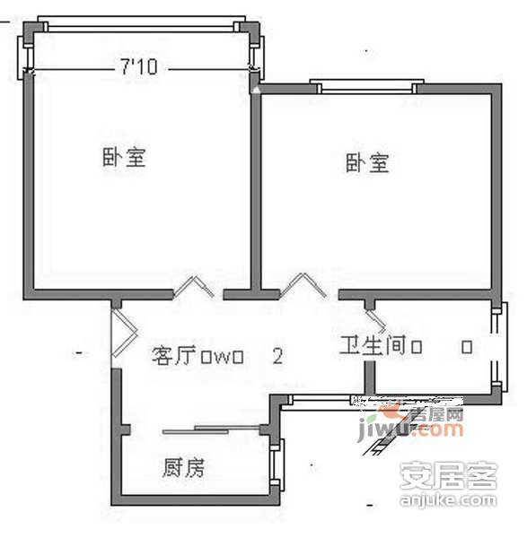 月浦三村2室1厅1卫67㎡户型图