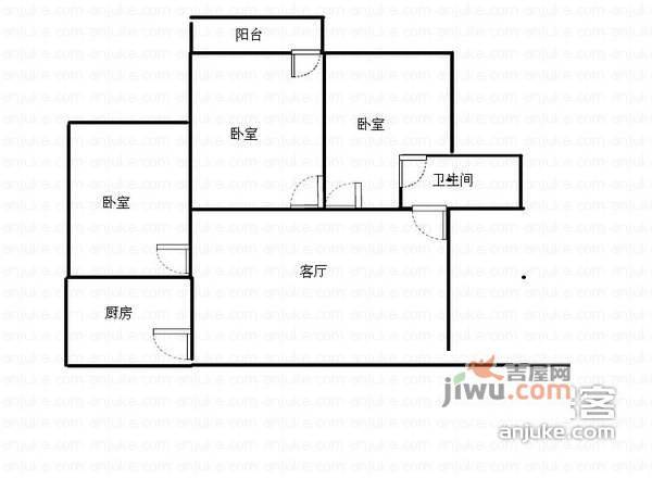 月浦九村3室1厅1卫78㎡户型图