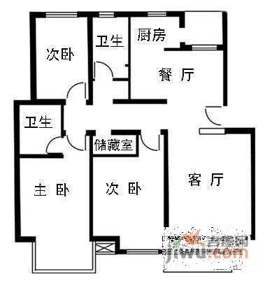 宝虹家园3室2厅2卫119㎡户型图