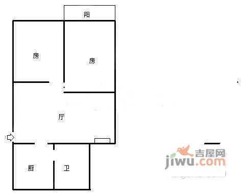 富长苑2室1厅1卫68㎡户型图