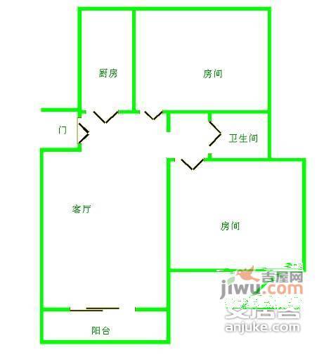 金星绿苑2室2厅1卫86㎡户型图