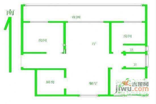 金星绿苑2室2厅2卫113㎡户型图