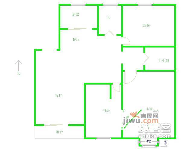 美兰湖颐景园3室2厅1卫180㎡户型图