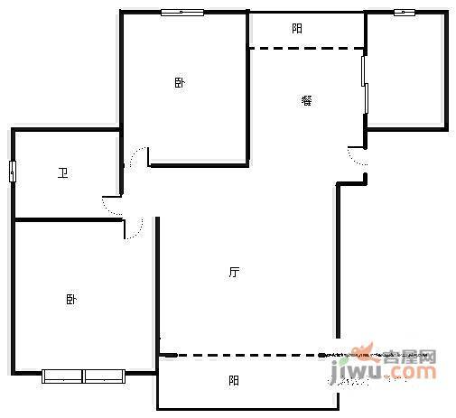 菊泉公寓2室2厅1卫72㎡户型图