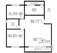 天极盛宅花园2室2厅1卫100㎡户型图