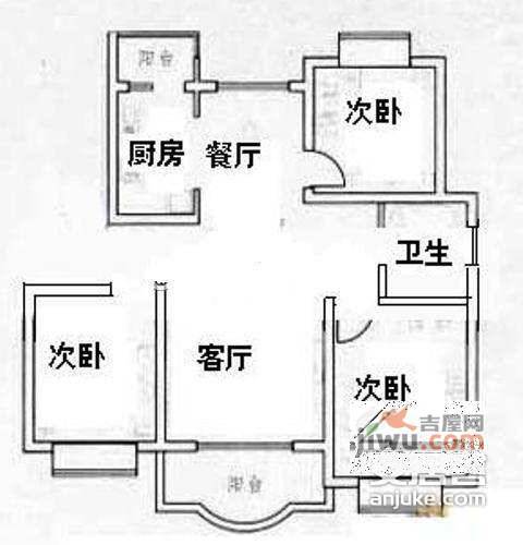 韶光花园3室2厅2卫138㎡户型图