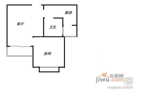 大黄馨园1室1厅1卫58㎡户型图