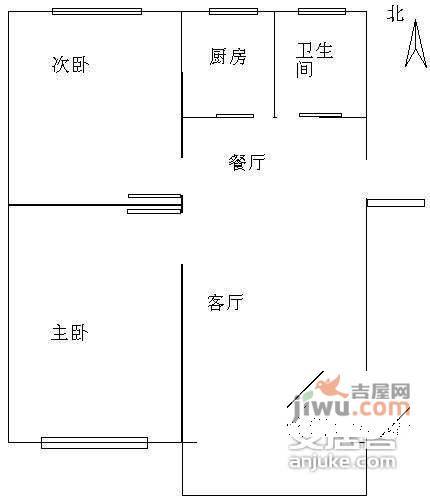 大黄馨园2室2厅1卫户型图