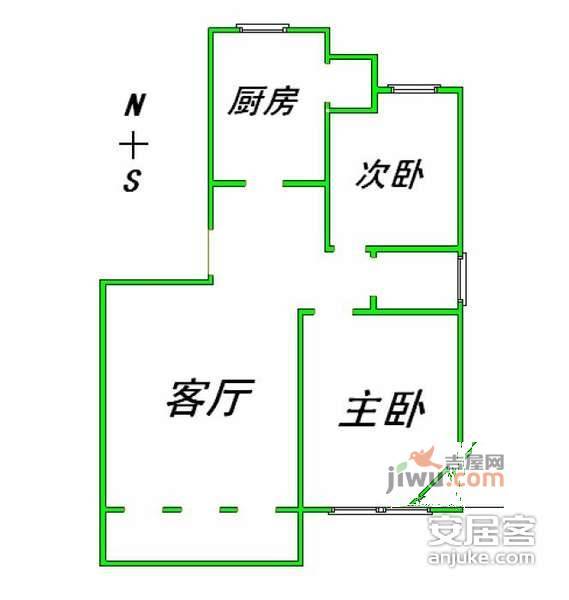 新顾村大家园C区1室1厅1卫62㎡户型图