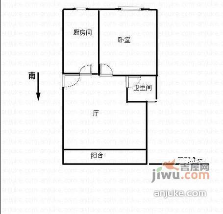 新顾村大家园C区1室1厅1卫62㎡户型图