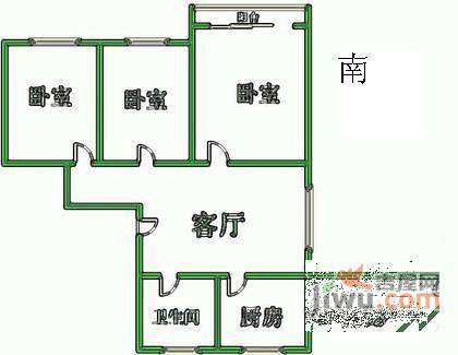 凇南十村3室1厅1卫73㎡户型图