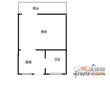 淞南四村1室0厅1卫35㎡户型图