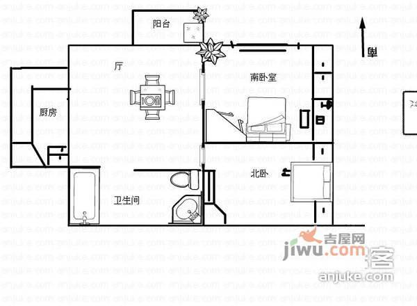 高镜苑2室2厅1卫户型图