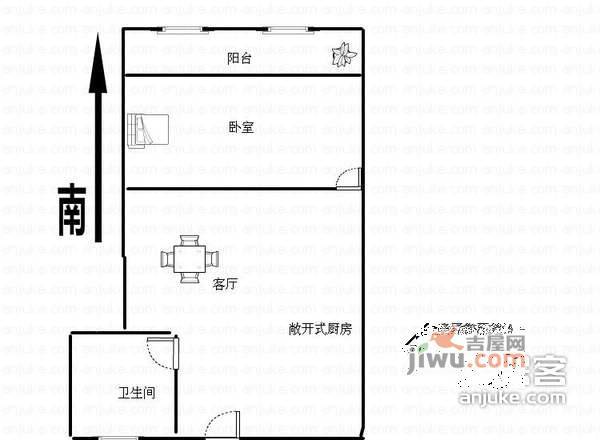 逸仙二村1室1厅1卫50㎡户型图