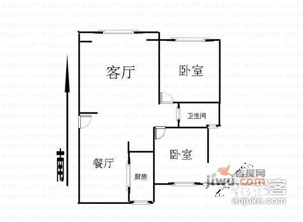 惠民公寓2室2厅1卫100㎡户型图