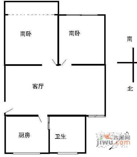 惠民公寓2室2厅1卫100㎡户型图