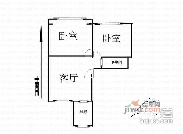 通和六村2室1厅1卫70㎡户型图