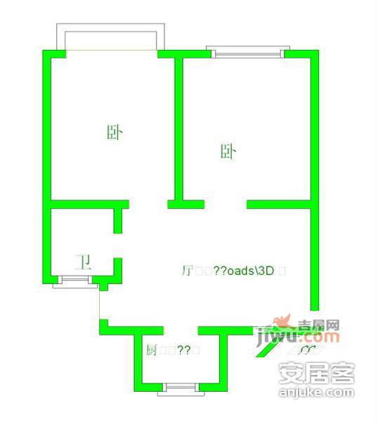 高境二村2室1厅1卫81㎡户型图