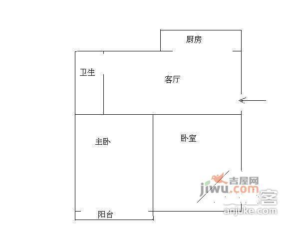 泗塘四村2室1厅1卫80㎡户型图