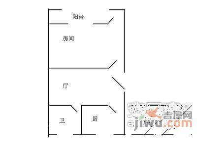 泗塘四村1室1厅1卫50㎡户型图