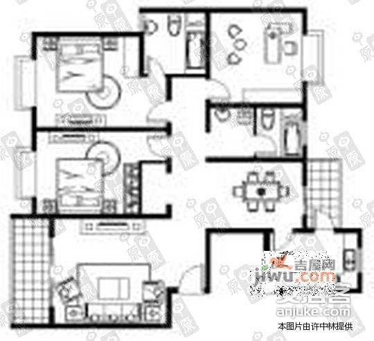 宝山艺康苑3室2厅2卫138㎡户型图