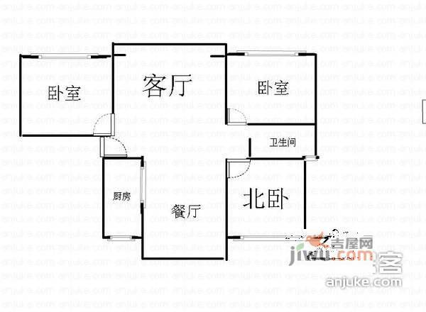 宝山艺康苑3室2厅1卫117㎡户型图