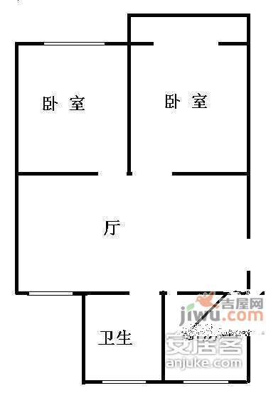 民主新苑2室1厅1卫86㎡户型图