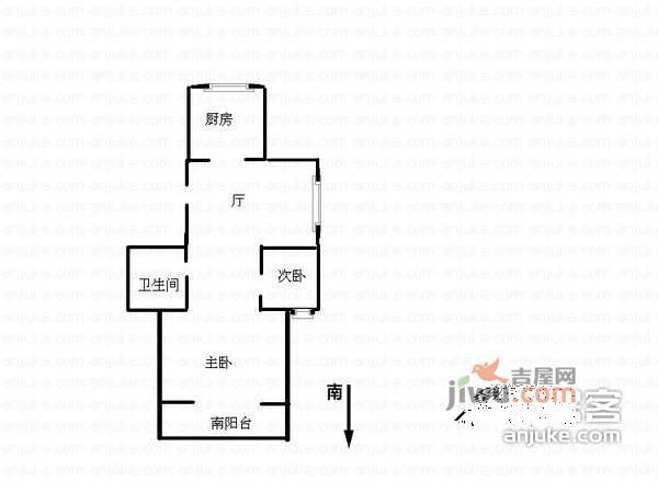 祁连三村2室1厅1卫73㎡户型图